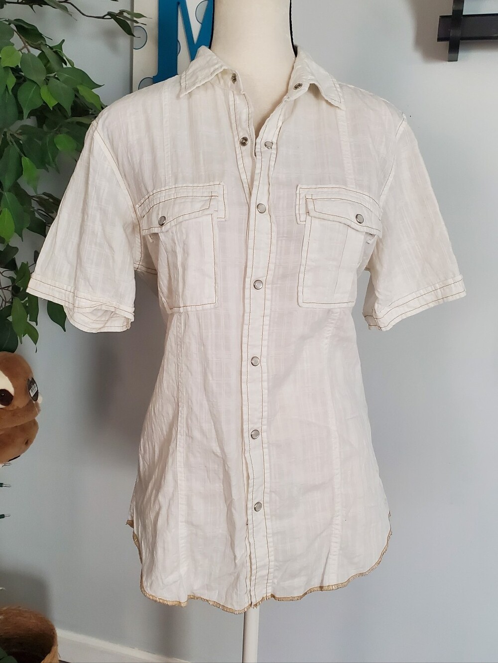 VINTAGE RED Textured Pearl Snap Western Shirt M